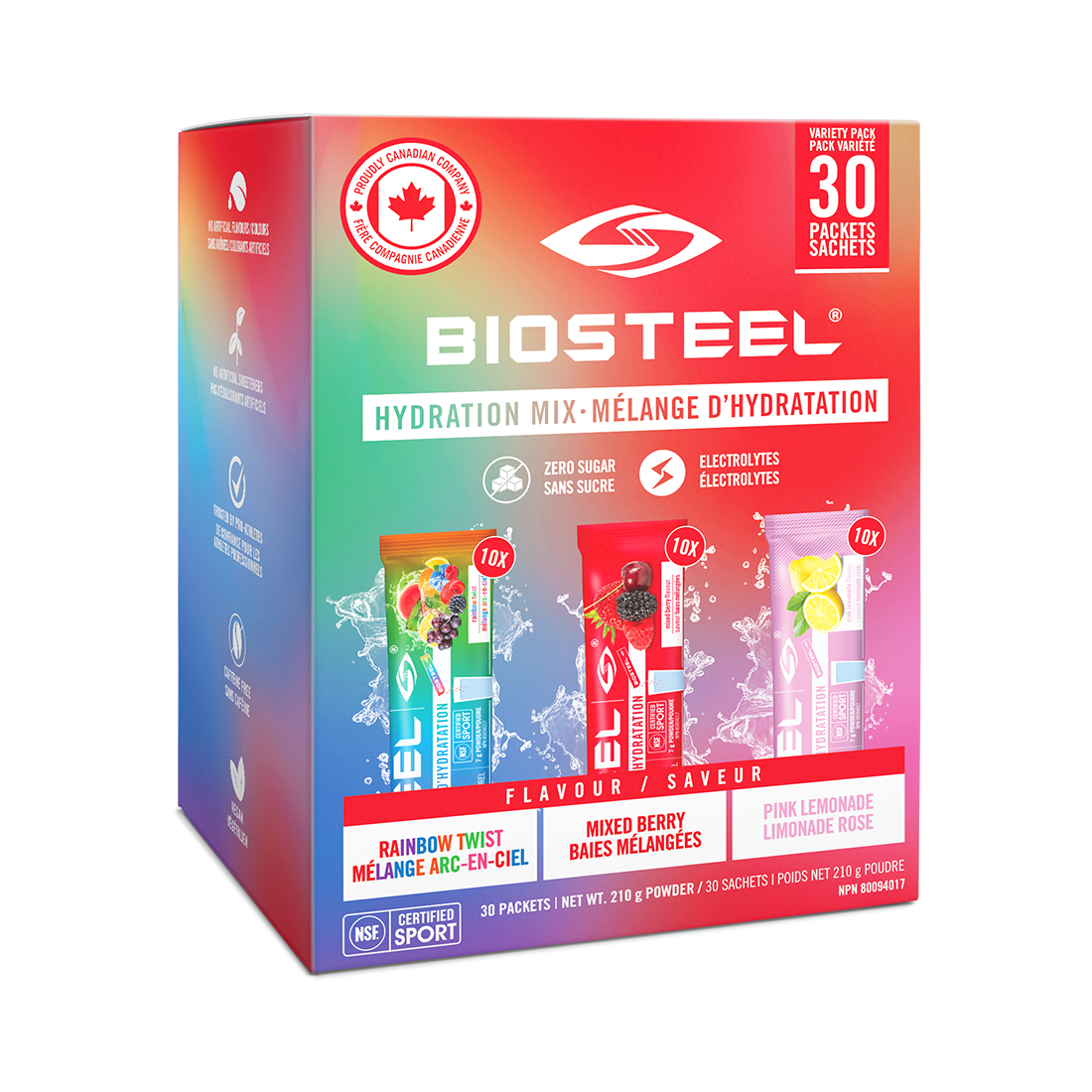 HYDRATION MIX / Variety Pack - 30 Packets (Rainbow Twist, Mixed Berry, Pink Lemonade)
