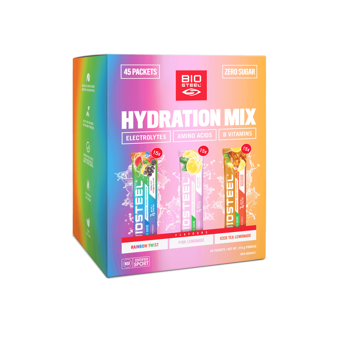 HYDRATION MIX / Variety Pack - 45 Packets (Rainbow Twist, Pink Lemonade, Iced Tea Lemonade)
