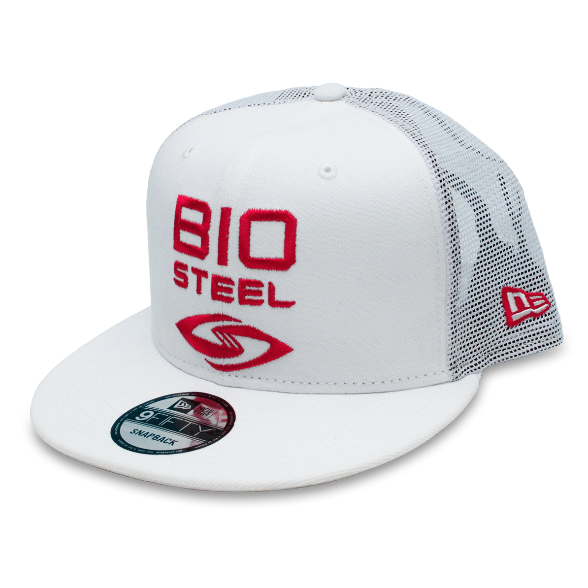 Casquette Snapback BioSteel New Era pour Jeunes en Maille Blanche