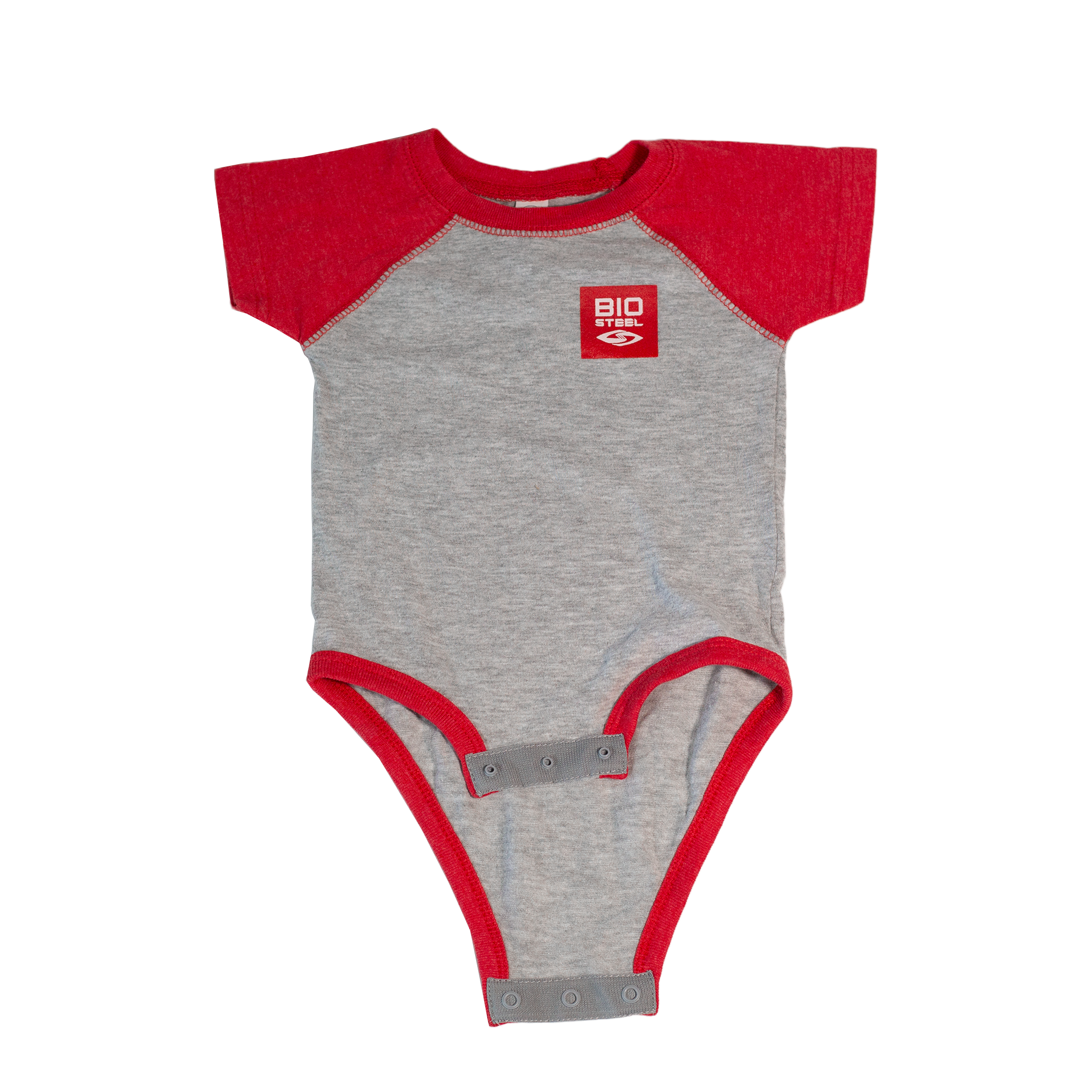Baby Rabbit Skin Onesie (Grey w/ Red)