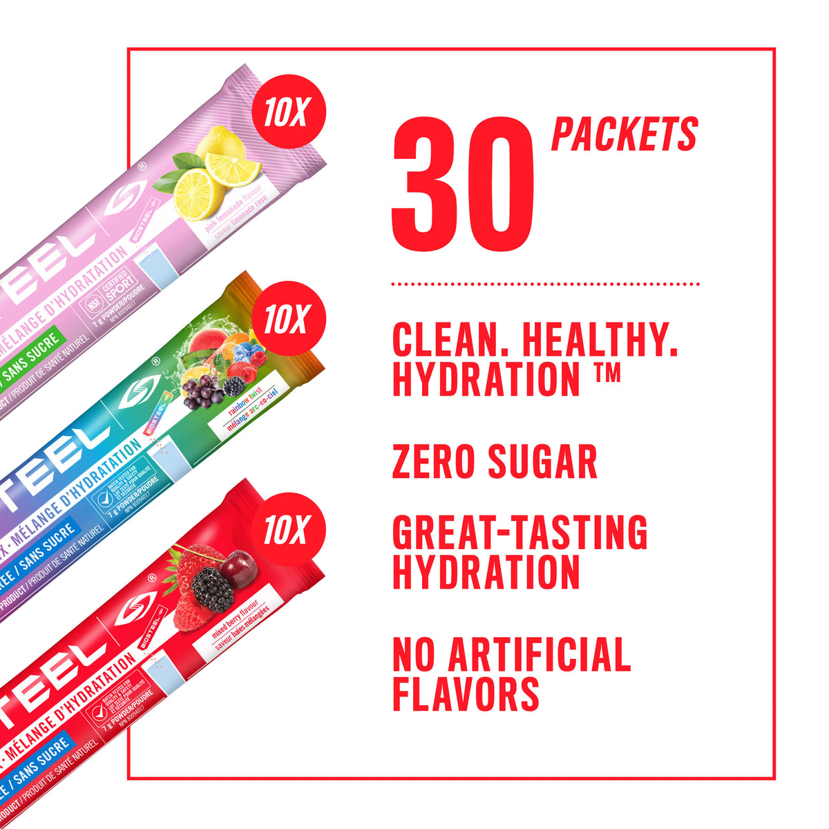 HYDRATION MIX / Variety Pack - 30 Packets (Rainbow Twist, Mixed Berry, Pink Lemonade)